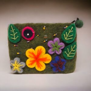 Flower Patched Felt Coin Purse