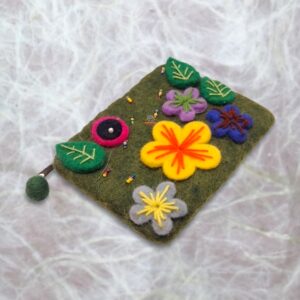 Flower Patched Felt Coin Purse