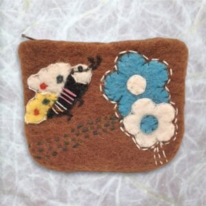 Bee & Flower Felt Coin Pouch