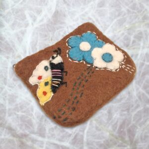 Bee & Flower Felt Coin Pouch