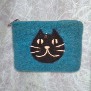 Cat Head Felt Coin Purse