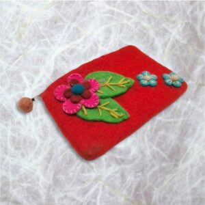 Flower Patched Felt Coin Purse