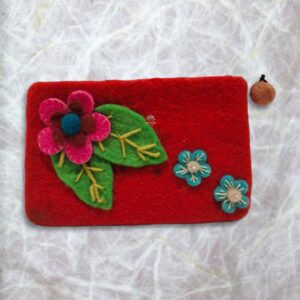 Flower Patched Felt Coin Purse