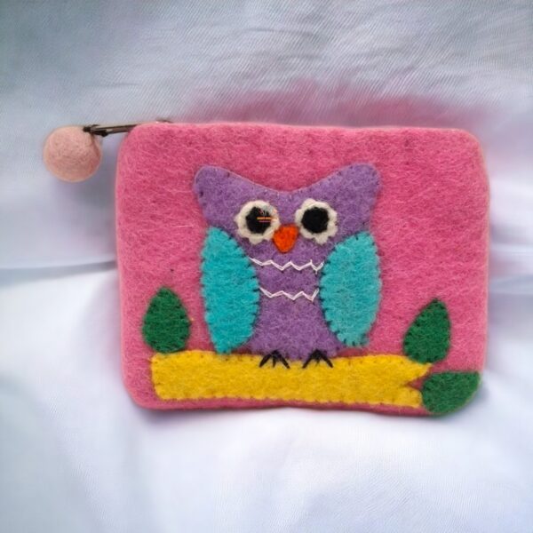 Owl Stitched Felt Purse