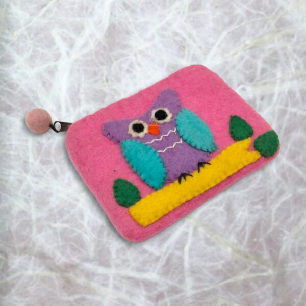 Owl Stitched Felt Purse