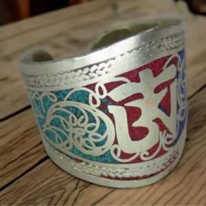 Tibetan Om Finger Ring Coral