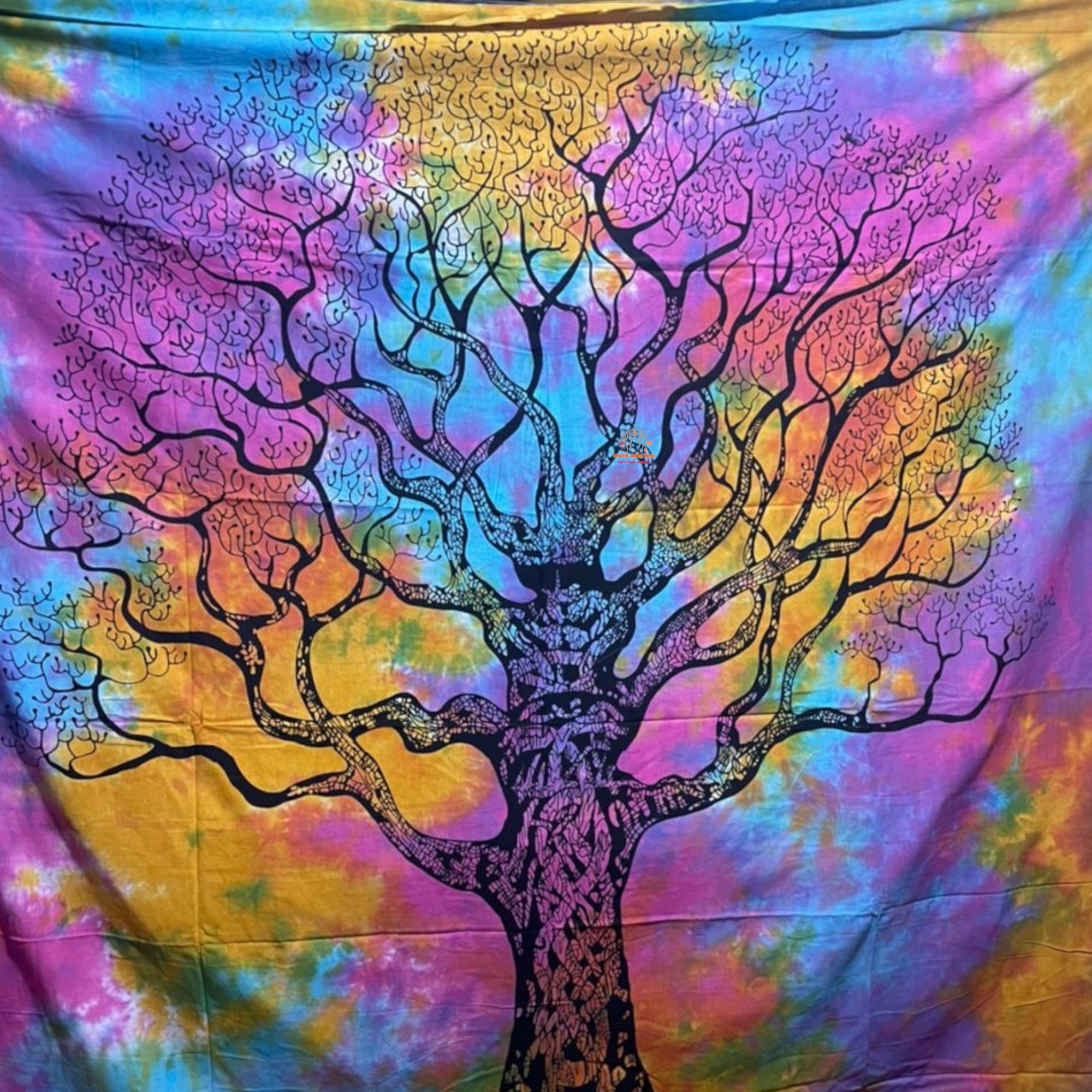 Tie-dye Tree Cotton Tapestry