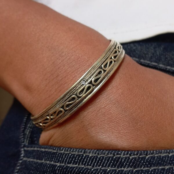 Tibetan Cherry Blossom Metal Bracelet