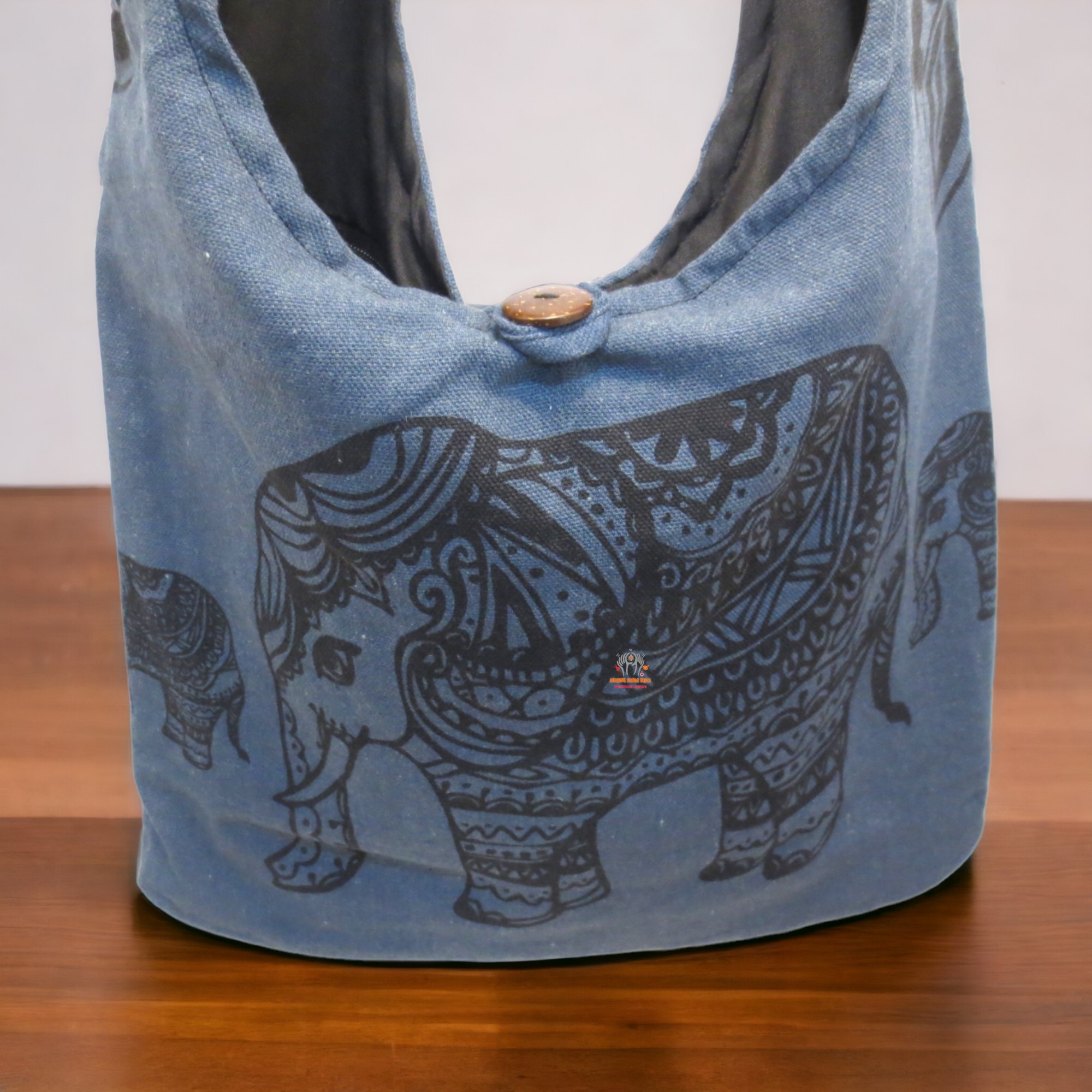 Cotton Shoulder Bag With Elephant Prints