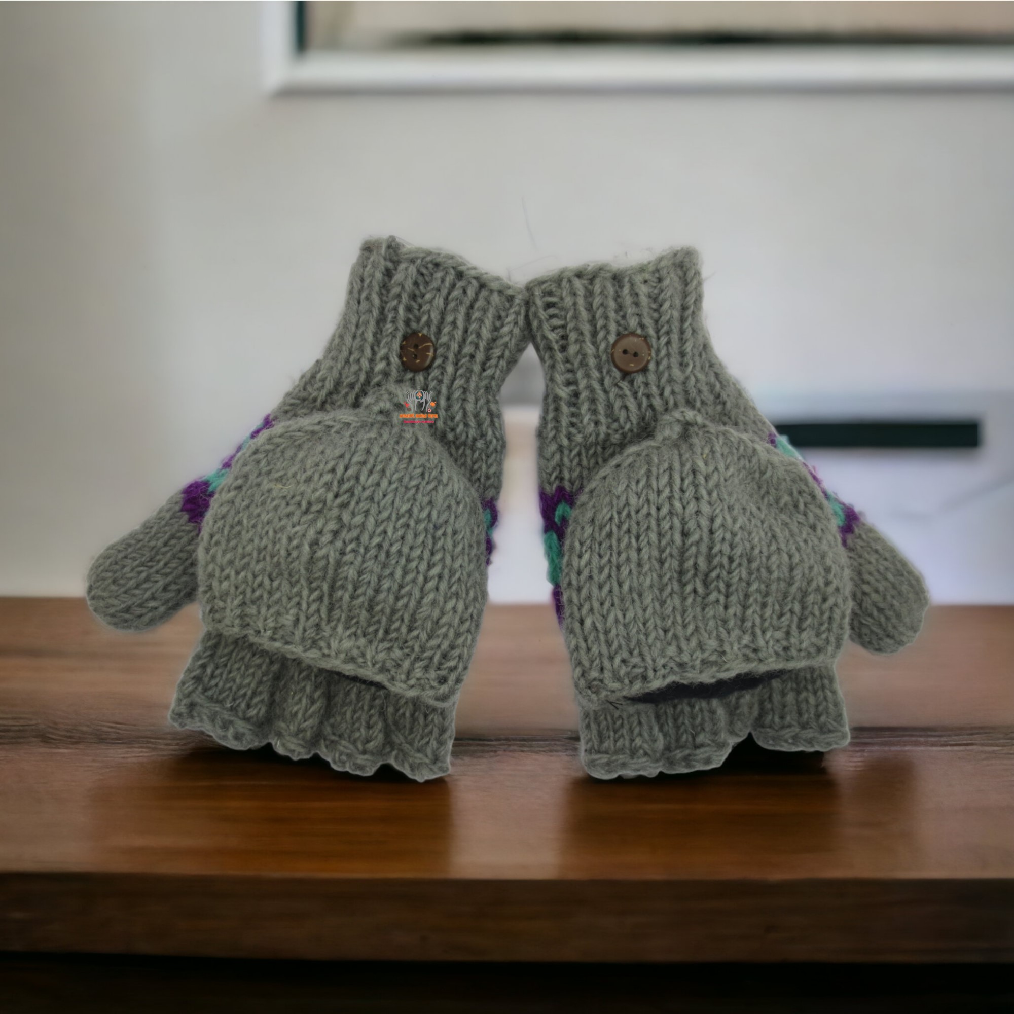 Woolen folding gloves