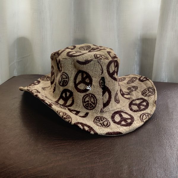 Peace Printed Hemp Safari Hat
