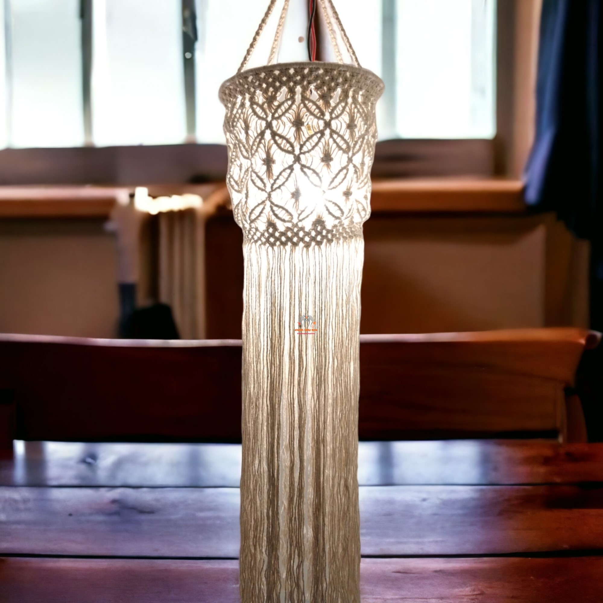 Macramé Knotted Cotton Lampshade