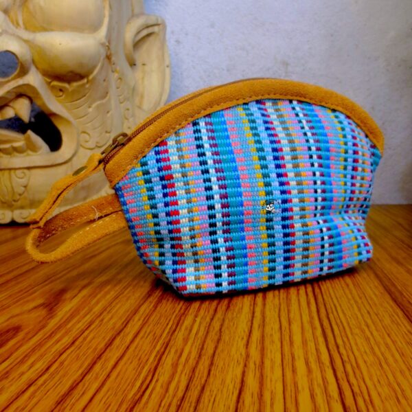 Woven Bottom Leather Pouch