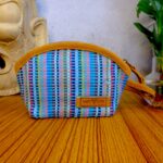 Woven Bottom Leather Pouch