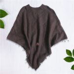 Woolen Brown Mixed Poncho For Women