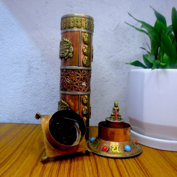 Cylinder Copper Incense Holder and Candle Holder