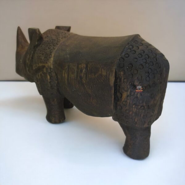Wooden Rhino Statue