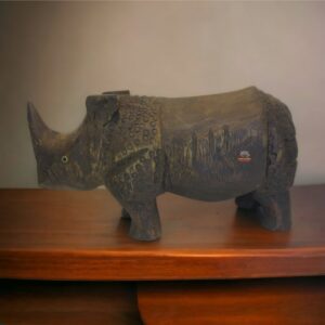 Wooden Rhino Statue