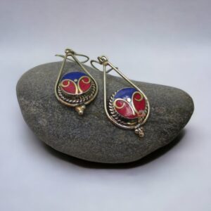 Lapis And Coral Earring