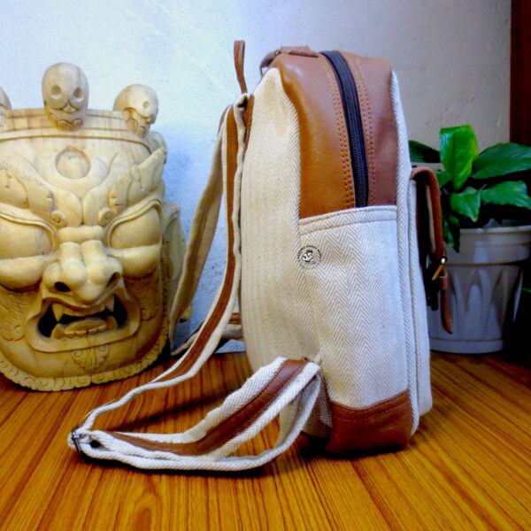 Leather and Cotton Backpack