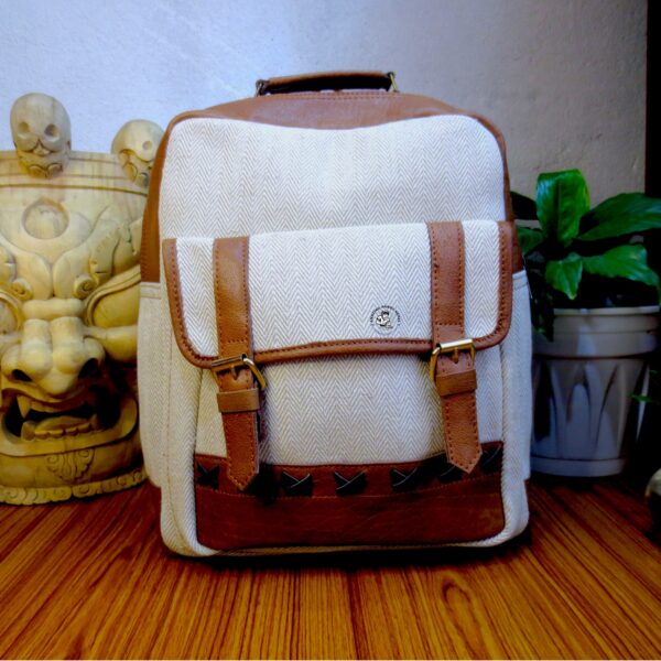 Leather and Cotton Backpack