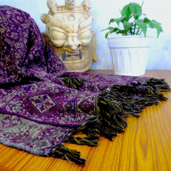 Nepali Jacquard Flower Woolen Shawl