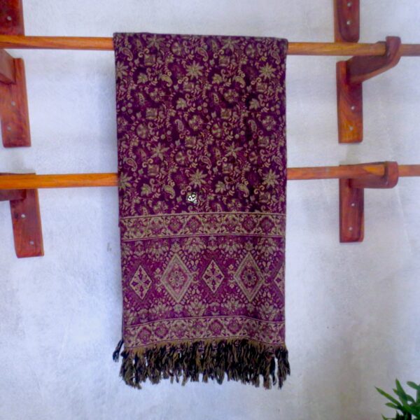 Nepali Jacquard Flower Woolen Shawl