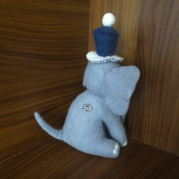 Wool Felted Baby Elephant Toy With A Hat
