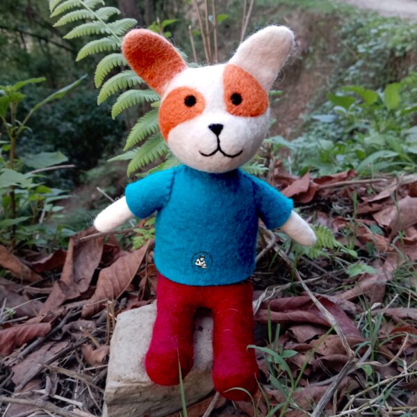 Wool Felted Sitting Dog Toy