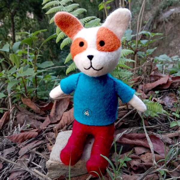 Wool Felted Sitting Dog Toy