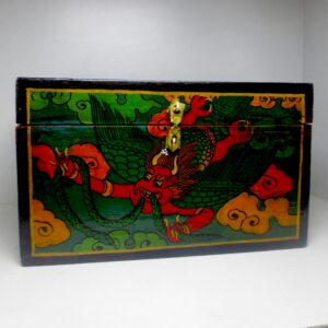 Ancient Symbolic Tibetan Wooden Jewelry Box