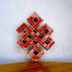 Coral Stone Wooden Endless Knot Wall Hanging