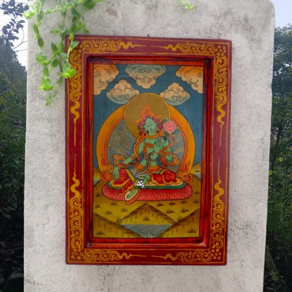 Tibetan Green Tara Wooden Frame