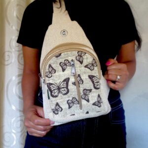 Hemp Crossbody Butterfly Printed Bag
