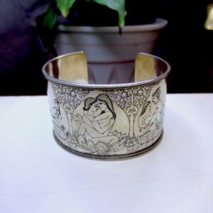 Kamasutra Carved White Metal Bracelet