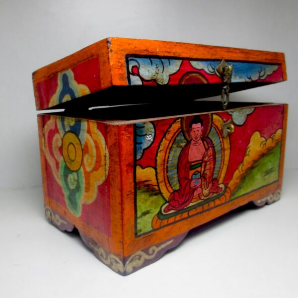 Tibetan Meditating Buddha Wooden Jewelry Box