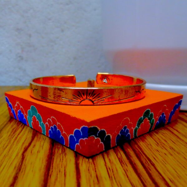 Rising Sun Carved Copper Bracelet