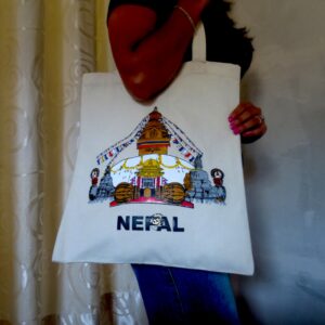Swoyambhunath Temple Printed Cotton Tote Bag