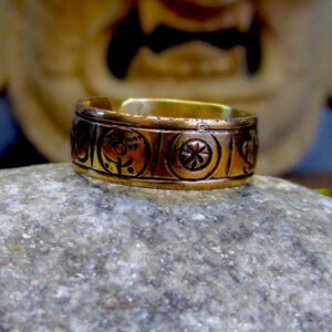 Auspicious Symbols Carved Copper Finger Ring