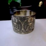 Five Buddha Carved White Metal Bracelet