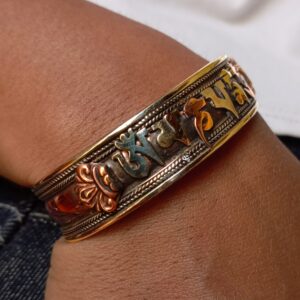 Half Dorje Buddhist Mantra Copper Bracelet