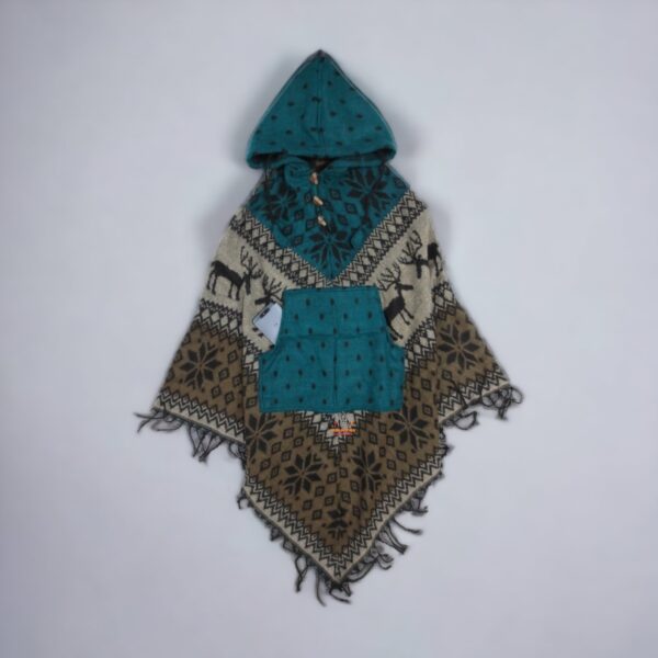 Himalayan Artistic Deer Woolen Poncho