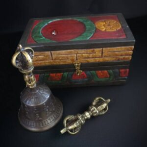 Tibetan Antiqued Bell and Dorje Altar Box