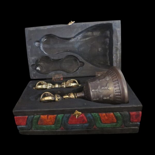 Tibetan Antiqued Bell and Dorje Altar Box
