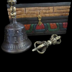 Tibetan Antiqued Bell and Dorje Altar Box