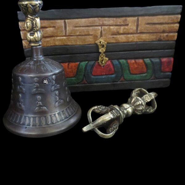 Tibetan Antiqued Bell and Dorje Altar Box