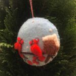 Nepali Artisanal Cardinal Bird Felted Christmas Ornament,