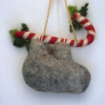 Felted Candy Cane Sloth Ornament