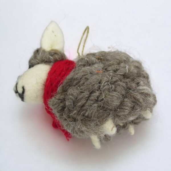 Nepali Artisanal Brown Christmas Sheep Ornament