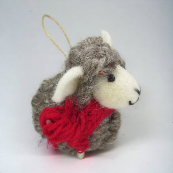Nepali Artisanal Brown Christmas Sheep Ornament
